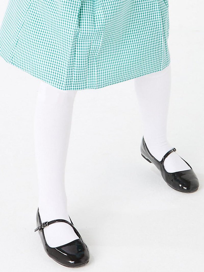 COTTON DAY Kids Girls School Dress Cotton Tights 8-10 Years 2 Pack (White, Size 10) - Image 5